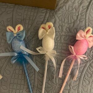 3/$12 New Charming Bunny Ear Pens with Bows - Pink, White, Blue 3/$12